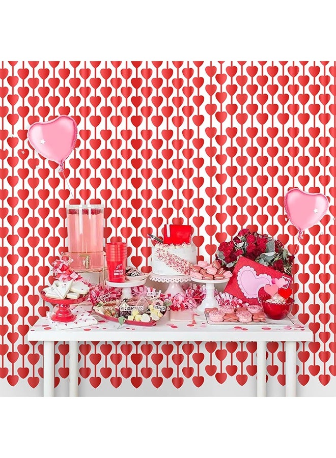 Organizer 2 Pack Valentines Decorations,Valentines Party Decoration, 3.3x6.6ft Red Heart Shape Tinsel Foil Fringe Curtain Valentines Photo Backdrop, Streamer Backdrop for Birthday, Engagement, Wedding - Image 3