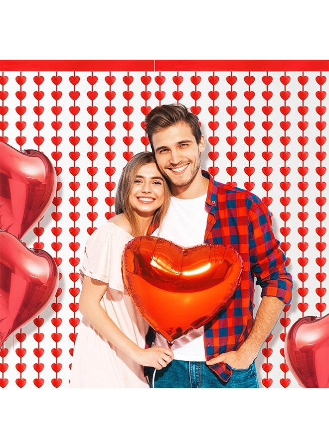 Organizer 2 Pack Valentines Decorations,Valentines Party Decoration, 3.3x6.6ft Red Heart Shape Tinsel Foil Fringe Curtain Valentines Photo Backdrop, Streamer Backdrop for Birthday, Engagement, Wedding - Image 5