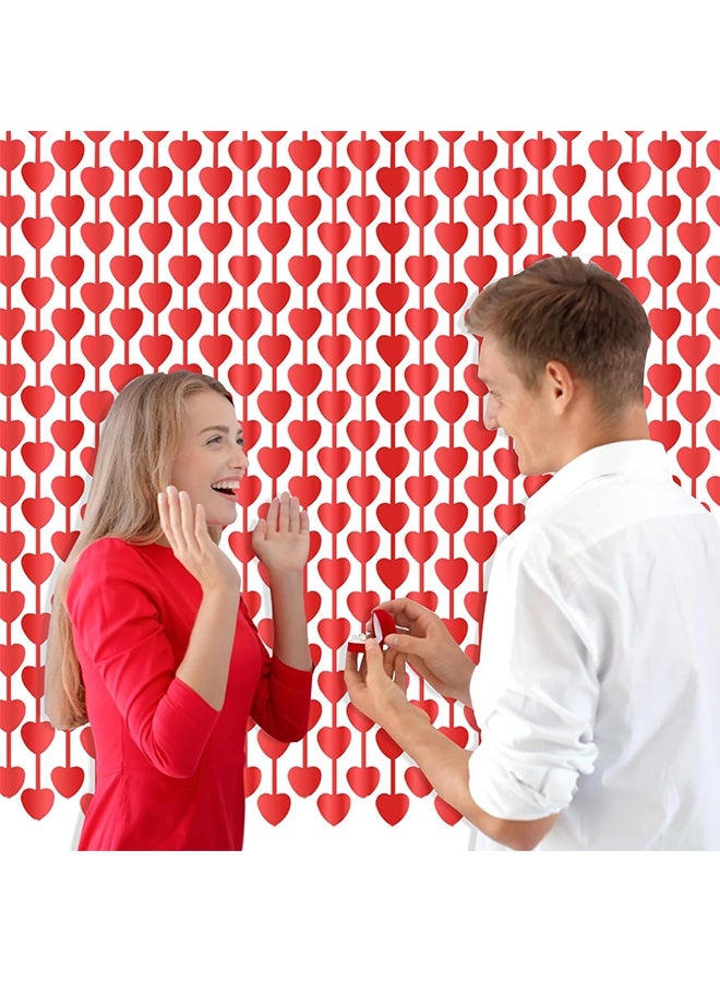 Organizer 2 Pack Valentines Decorations,Valentines Party Decoration, 3.3x6.6ft Red Heart Shape Tinsel Foil Fringe Curtain Valentines Photo Backdrop, Streamer Backdrop for Birthday, Engagement, Wedding - Image 4