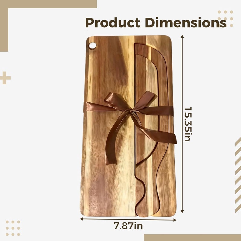 Sourdough Bread Slicer, Acacia Wood Board with Serrated Knife & Knife, 40 Cm Cutting Board, Knife Slot, Manual Bread Slicer Set - Image 2