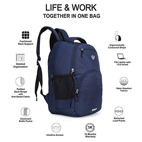 Wesley Matrix 15.6 inch 35L Casual Waterproof Laptop Backpack/Office Bag/College Bag/Business Bag/Unisex Travel Backpack (Navy Blue) - Image 3