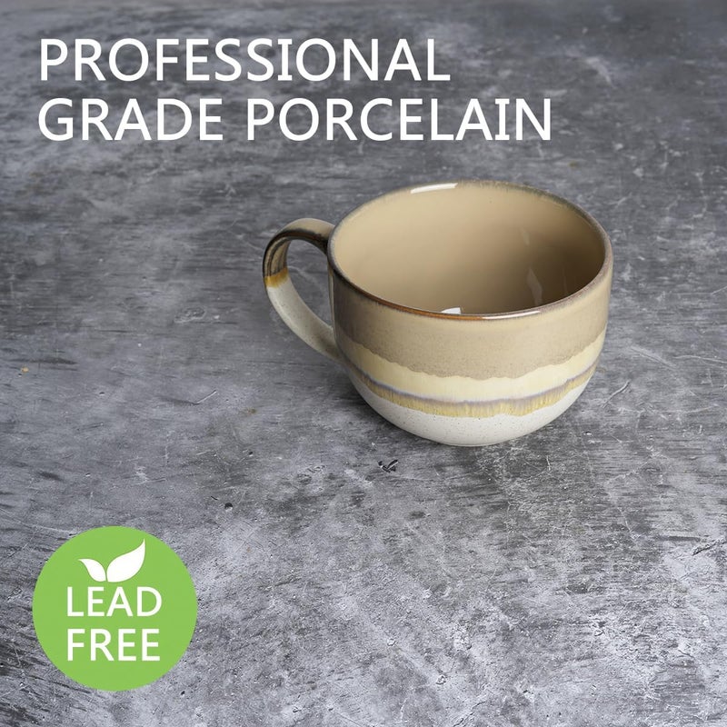 Bosmarlin Ceramic Jumbo Coffee Mug Set of 2 23 Oz Large Mug Soup Bowls with Handles Dishwasher and Microwave Safe Brown Grey - Image 3