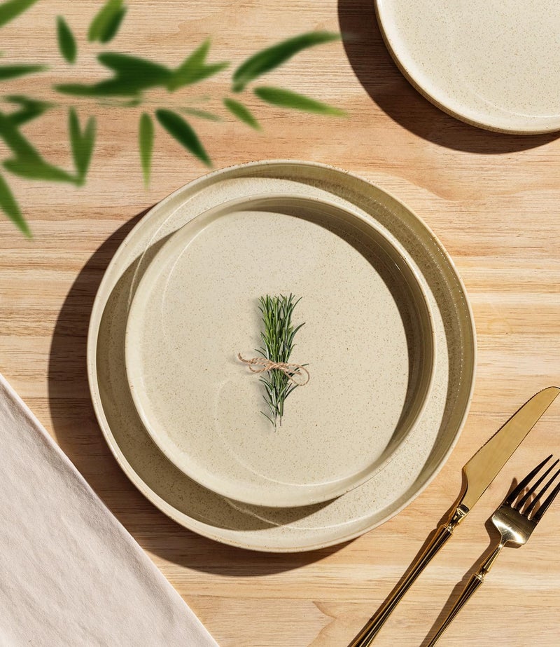 TheTerra Ceramic Dinnerware Sets for 4, 12 Pieces Porcelain Lightweight Speckled Plates and Bowls Sets, Scratch Resistant Dish Set, Oven & Microwave & Dishwasher Safe - Image 2