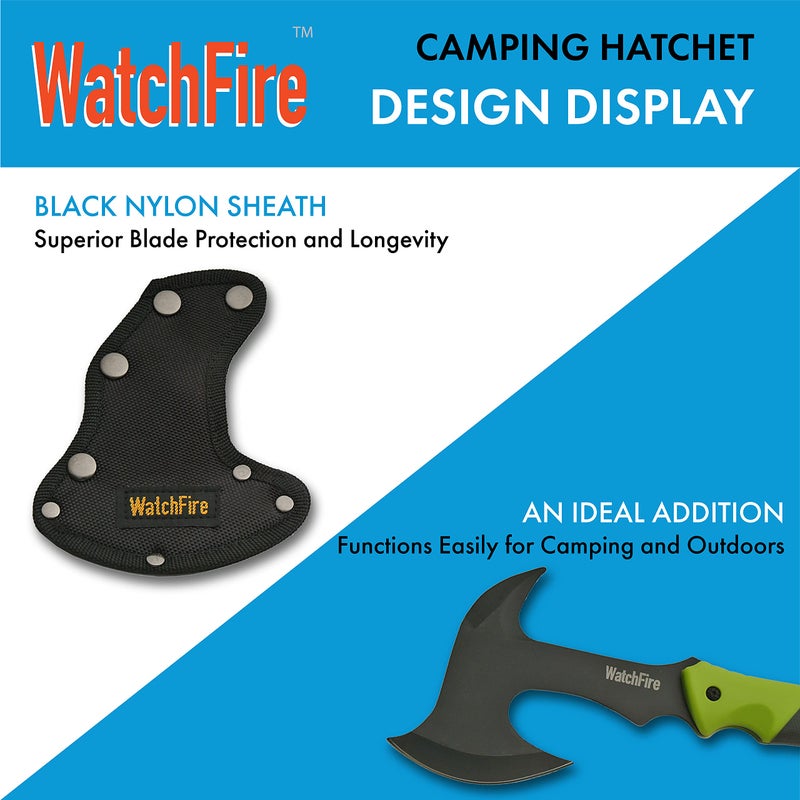 soikoi WatchFire 11.5" Coated Stainless Steel Spiked Back Camping Axe - Image 4