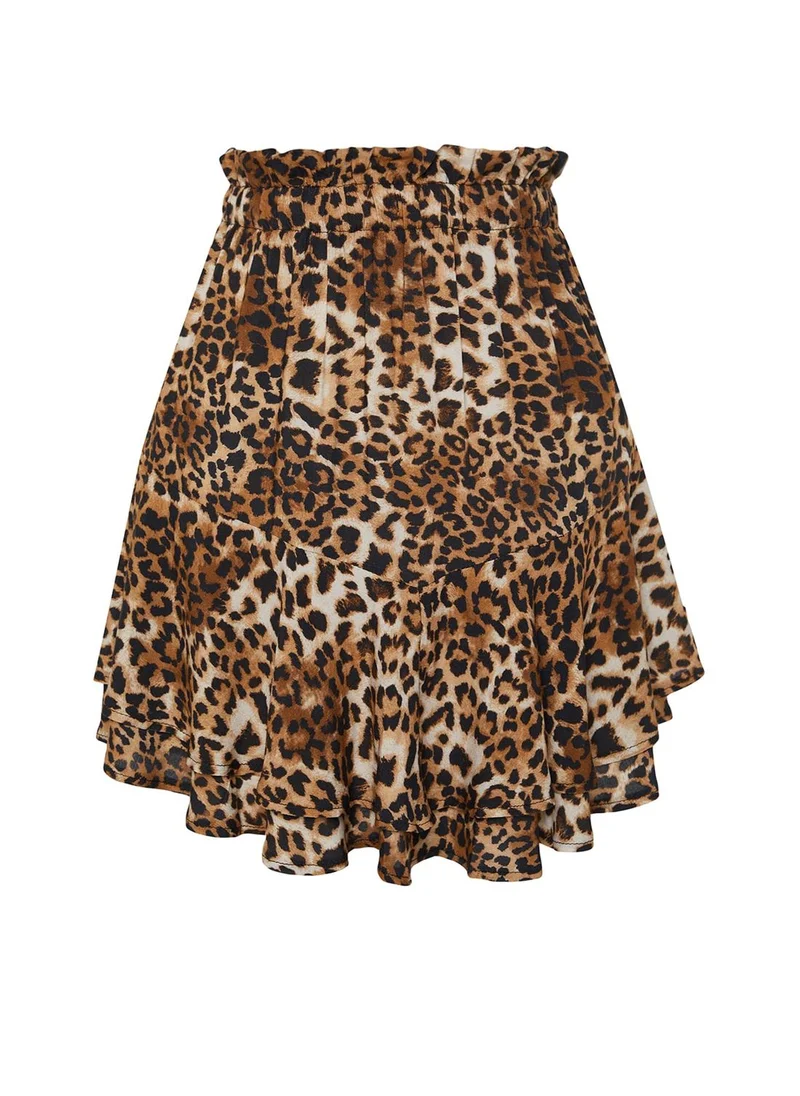 trendyol Printed Ruffle Detail Skirt