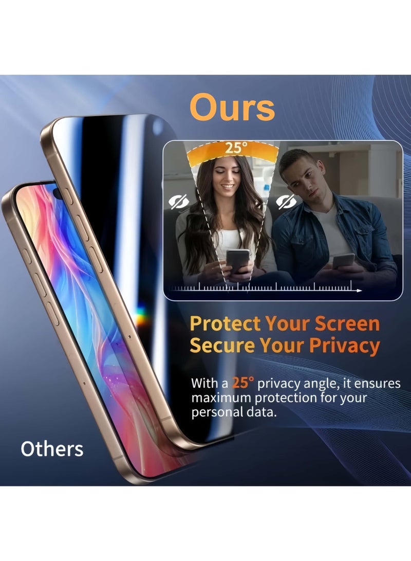 Privacy Screen Protector for iPhone 16 Pro Max 6.9 Inch 1 Pack 25° Anti Spy Face ID Compatible 9H+ Military Grade Tempered Glass Auto Dust Elimination Bubble Free - Image 3