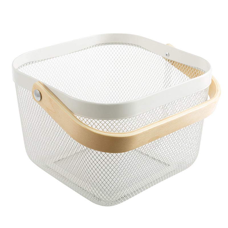 Manufacturers Export Nordic Iron Fruit Basket Portable Wooden Handle Metal Basket Storage Basket Resato With Basket - Image 2