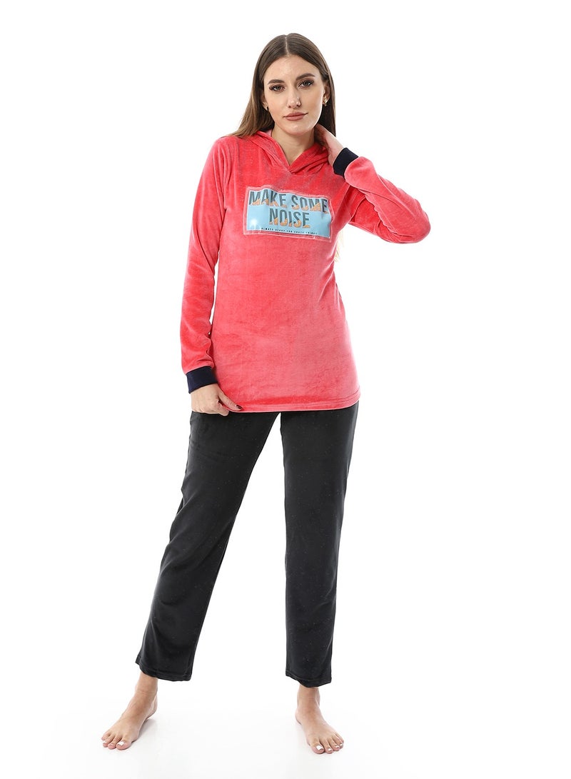 Andora Soft Sticthed Hooded Pajama Set_Watermelon - Image 1