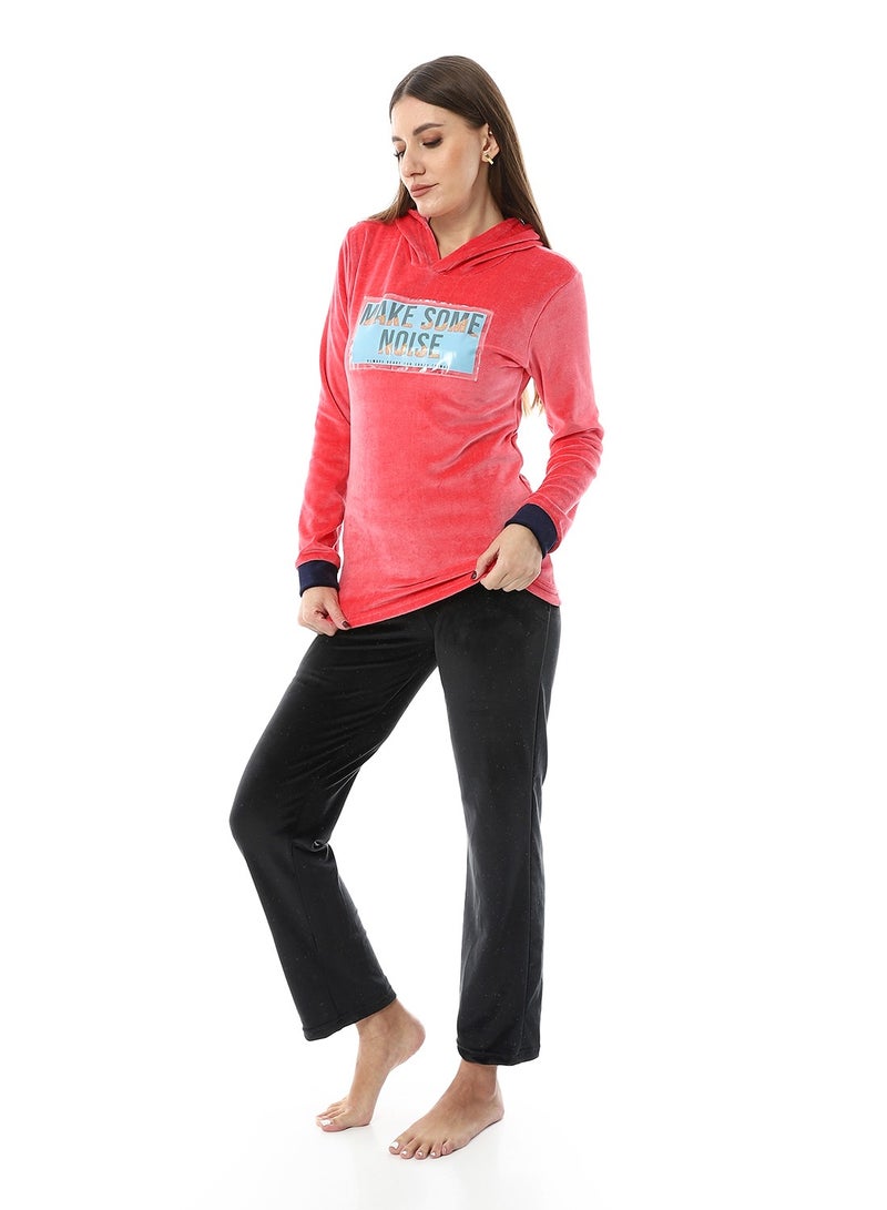 Andora Soft Sticthed Hooded Pajama Set_Watermelon - Image 2