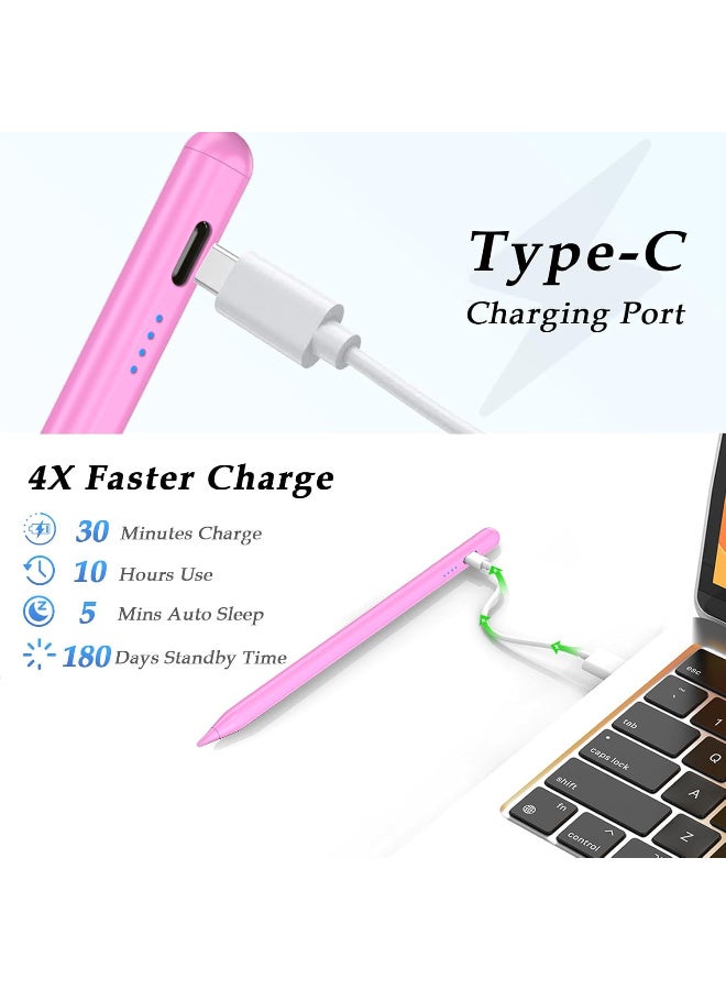 Universal Stylus Pen for iOS & Android Touch Screens - Compatible with iPhone, Android Phones, iPad, Samsung Tablets - Drawing & Writing (M - Pink - Universal 4 Lights) - Image 4