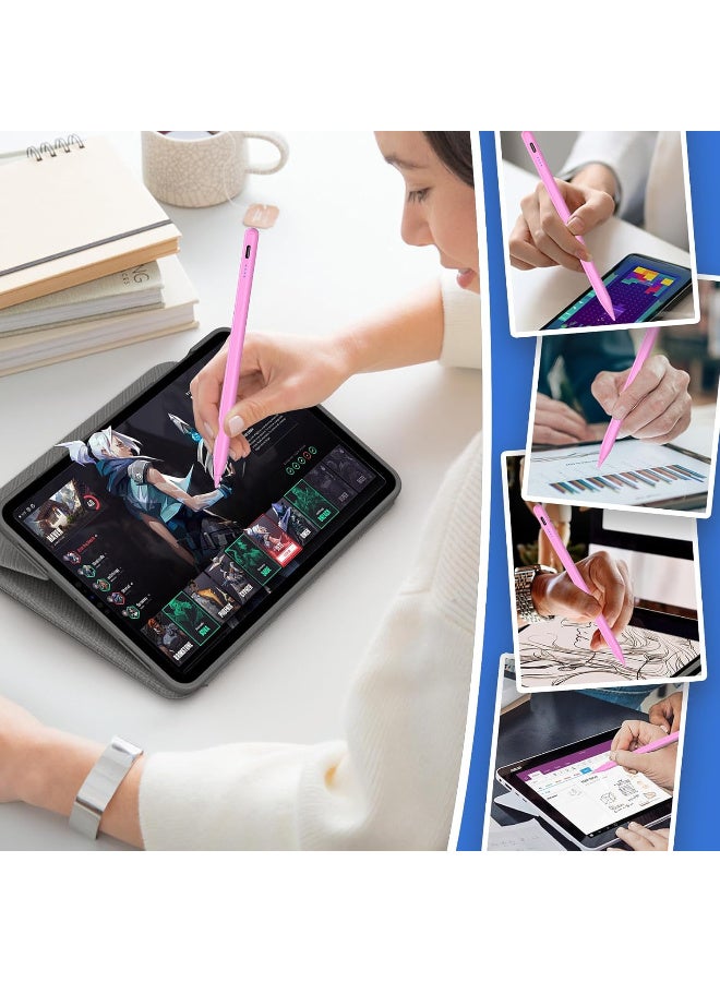 Universal Stylus Pen for iOS & Android Touch Screens - Compatible with iPhone, Android Phones, iPad, Samsung Tablets - Drawing & Writing (M - Pink - Universal 4 Lights) - Image 2