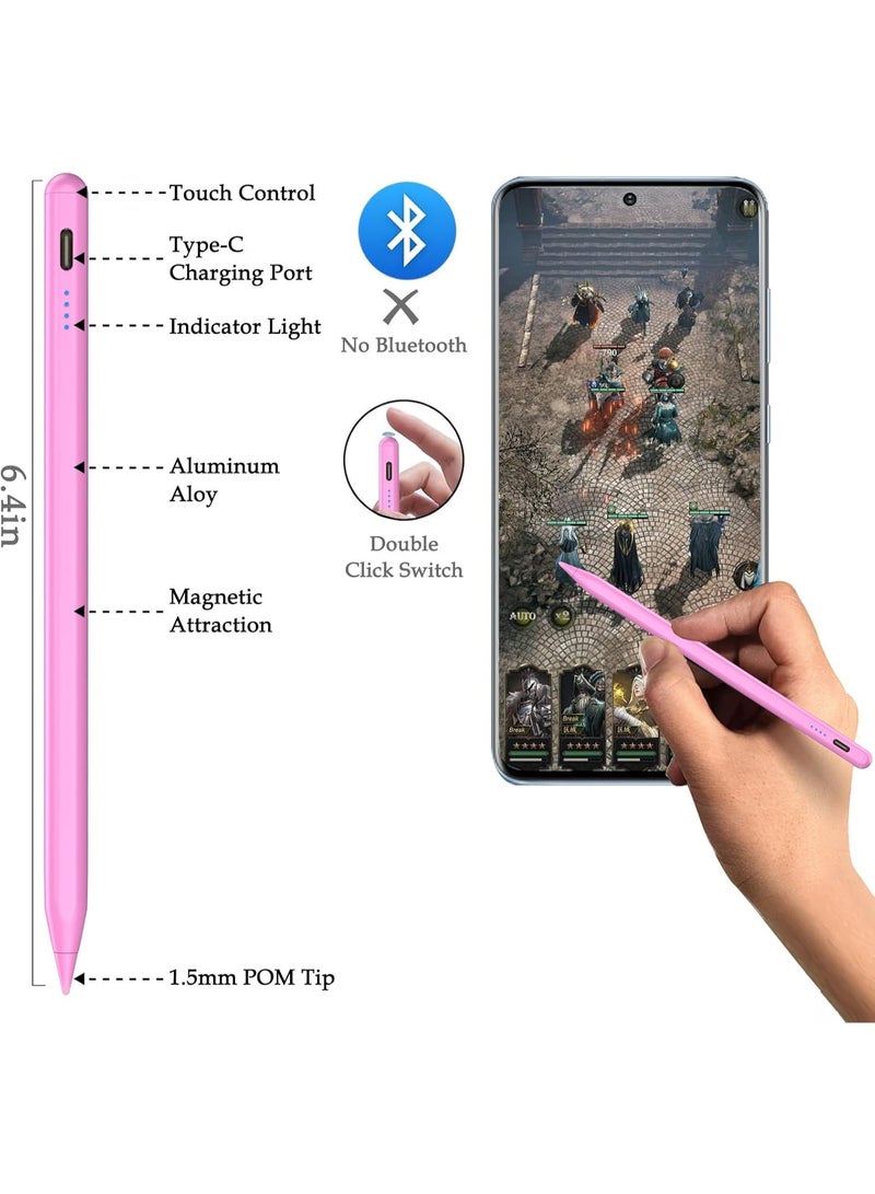 Universal Stylus Pen for iOS & Android Touch Screens - Compatible with iPhone, Android Phones, iPad, Samsung Tablets - Drawing & Writing (M - Pink - Universal 4 Lights) - Image 5