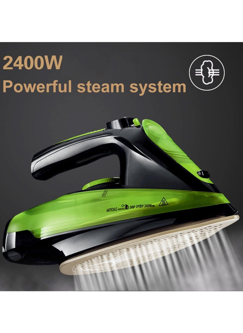 AUTOYSUR Cordless Iron,Steam Iron 2400W,Lightweight Portable Steam-Dry Iron for Clothes,Non-Stick Soleplate Home Steam Iron,Anti-drip Iron,Steam Control System,360mL Water Tank Green (UK Plug)  - Image 3