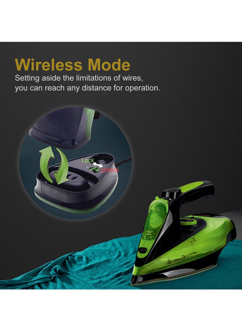 AUTOYSUR Cordless Iron,Steam Iron 2400W,Lightweight Portable Steam-Dry Iron for Clothes,Non-Stick Soleplate Home Steam Iron,Anti-drip Iron,Steam Control System,360mL Water Tank Green (UK Plug)  - Image 4