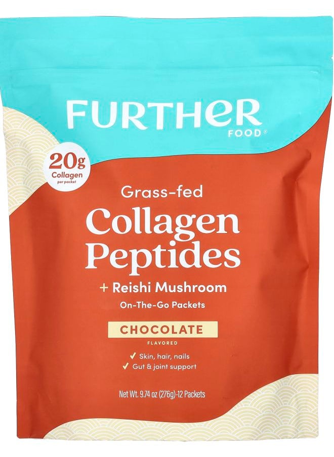 Further Food Grass-Fed Collagen Peptides + Reishi Mushroom Chocolate 12 Packets 0.81 oz (23 g) Each 