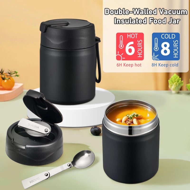 Howeemo Bento Lunch Box for Kids with 17oz Soup Thermo,Insulated Tumbler Water Bottle and Insulated Lunch Bag,Leak-Proof 3 Compartment Lunch Food Container with Ice Pack for Kids to School-Black - Image 3