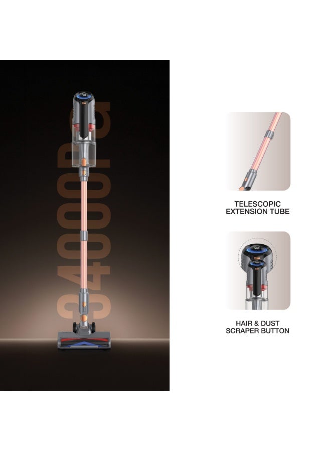 GREEN LION Force Pro Cordless Vacuum Cleaner / 34000Pa Suction Power / 430W Power / Hair & Dust Scraper Button / Real Time LED Display / Washable HEPA Filter - Grey - Image 2