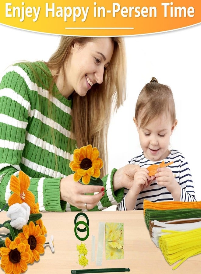 SYMHHA 450Pcs Pipe Cleaners Craft Kit for Flower Stamens, DIY Art Supplies for Kids& Adults,Complete Chenille Stems Set for Bouquet Decor,5Colors Thick Chenille Stems with Floral Accessories - Image 3