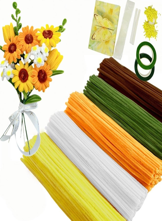 SYMHHA 450Pcs Pipe Cleaners Craft Kit for Flower Stamens, DIY Art Supplies for Kids& Adults,Complete Chenille Stems Set for Bouquet Decor,5Colors Thick Chenille Stems with Floral Accessories - Image 1