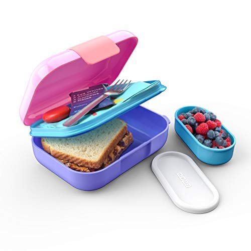 Zoku Mini Bento Box for thinKitchen for Kids Stackable Lightweight Leakproof for Children Kid Friendly Latch Easy to Clean Bento Jr Pink - Image 1
