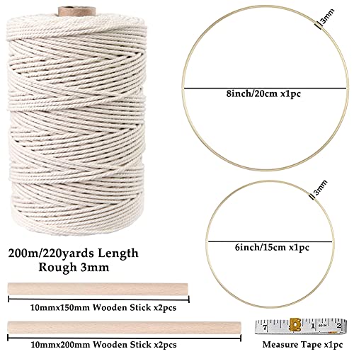ZXCDINO 152pcs Macrame Kit for Beginners: Natural Cotton Macrame Cord, Wooden & Metal Rings, Beads, Sticks & Hoops - Perfect for Macrame Plant Hangers & Home Decor - Image 2