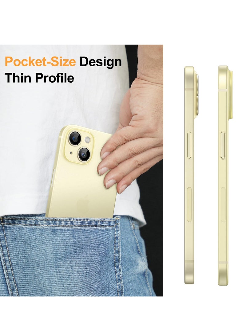 جي تيك حافظة رفيعة للغاية 0.35 ملم لهاتف آيفون 15 بلس 6.7 بوصة غطاء عدسة الكاميرا حماية كاملة خفيفة الوزن غير لامعة من البولي بروبيلين حافظة صلبة بسيطة تدعم الشحن اللاسلكي باللون الأصفر - Image 5