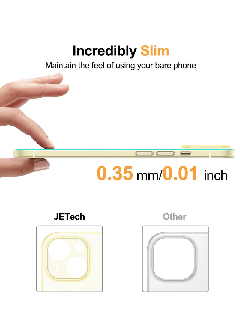 جي تيك حافظة رفيعة للغاية 0.35 ملم لهاتف آيفون 15 بلس 6.7 بوصة غطاء عدسة الكاميرا حماية كاملة خفيفة الوزن غير لامعة من البولي بروبيلين حافظة صلبة بسيطة تدعم الشحن اللاسلكي باللون الأصفر - Image 3