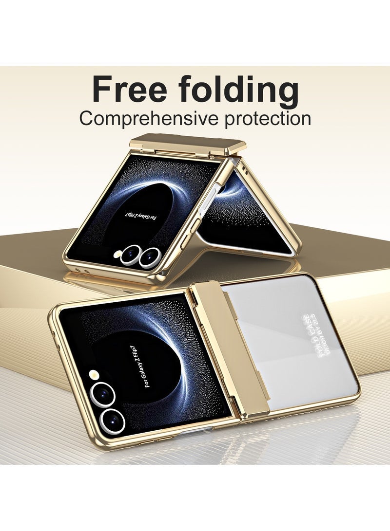 general Compatible with Samsung Z Flip7 Phone Case Folding Screen Electroplating Transparent Hinge All-Inclusive Dropproof Protective Phone Case - Image 3