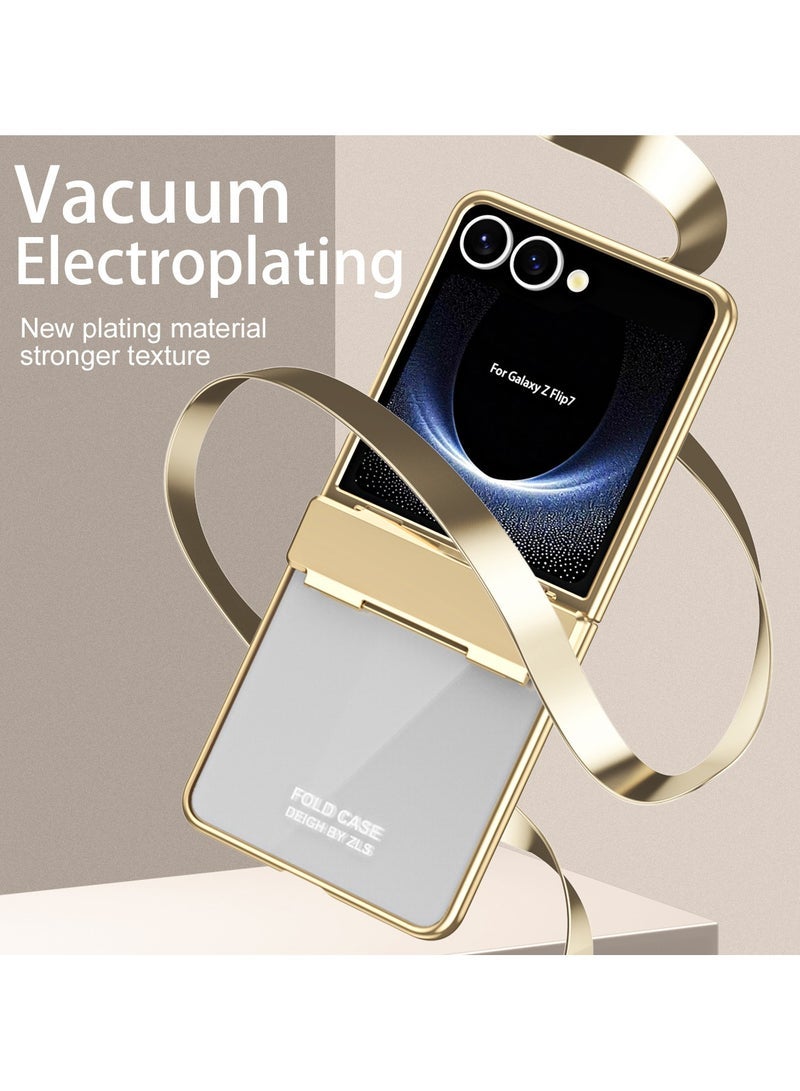 general Compatible with Samsung Z Flip7 Phone Case Folding Screen Electroplating Transparent Hinge All-Inclusive Dropproof Protective Phone Case - Image 1
