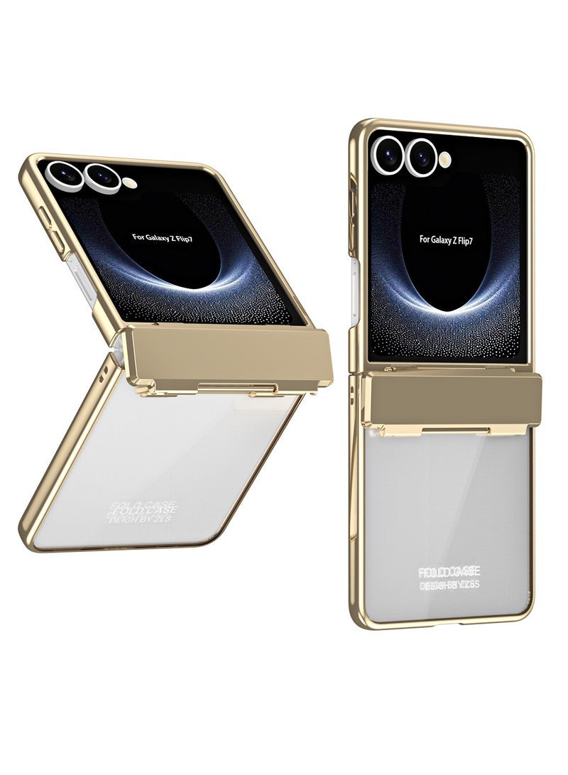 general Compatible with Samsung Z Flip7 Phone Case Folding Screen Electroplating Transparent Hinge All-Inclusive Dropproof Protective Phone Case - Image 2