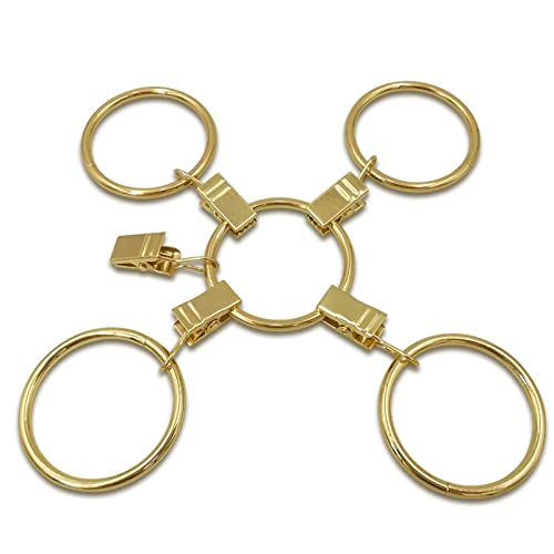 LLPJS 40 Pack Metal Curtain Rings with Clips, Curtain Clip Rings Hooks for Hanging Drapery Drapes Bows, Curtain Rod Rings 1.5 inch Interior Diameter, Gold - Image 5