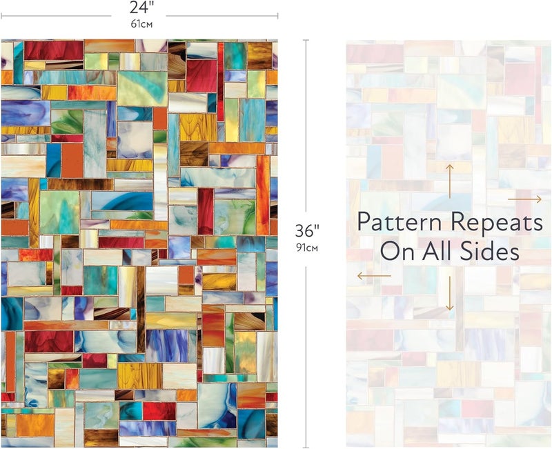 Artscape Montage | Privacy Window Film with Vibrant Colored Pattern | Non-Adhesive & UV Protection | Easy to Apply & Removable | 24 x 36 Inches | Made in USA - Image 3