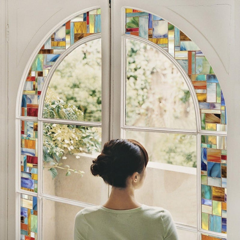 Artscape Montage | Privacy Window Film with Vibrant Colored Pattern | Non-Adhesive & UV Protection | Easy to Apply & Removable | 24 x 36 Inches | Made in USA - Image 2