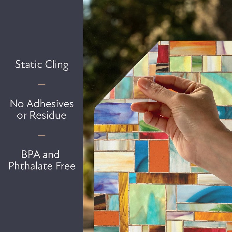 Artscape Montage | Privacy Window Film with Vibrant Colored Pattern | Non-Adhesive & UV Protection | Easy to Apply & Removable | 24 x 36 Inches | Made in USA - Image 4