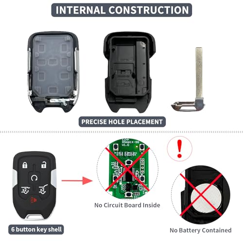 JJCHQ 6 Button Key Fob Shell Replacement Fits for Chevy Suburban Tahoe GMC Yukon XL Denali HYQ1AA 2015 2016 2017 2018 2019 2020 Keyless Entry Remote Control Smart Car Key Fob Case Cover - Image 2