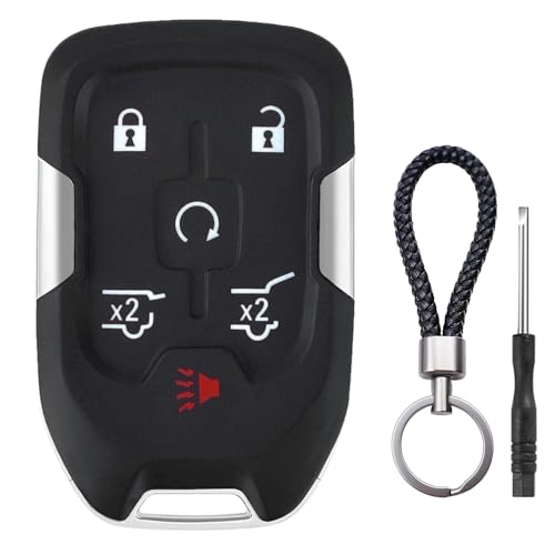 JJCHQ 6 Button Key Fob Shell Replacement Fits for Chevy Suburban Tahoe GMC Yukon XL Denali HYQ1AA 2015 2016 2017 2018 2019 2020 Keyless Entry Remote Control Smart Car Key Fob Case Cover - Image 1