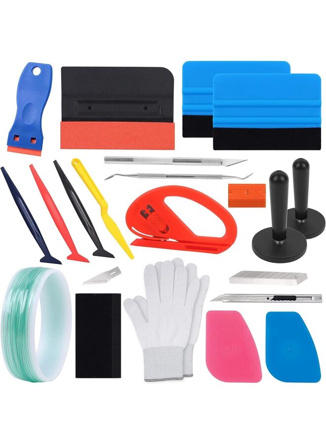 22pcs Vehicle Vinyl Wrap Tool Kit Car Wrap Kit Include Vinyl Squeegee, Film Cutter, Air Release Pin, Utility Knife Wrap Tools for Car Wrapping Window Film Application - Image 1