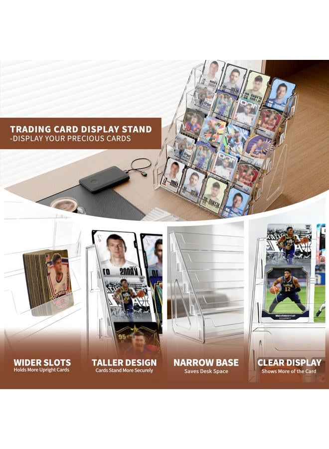 DUNPUTE 7 Tier Trading Card Display Stand, 12" Acrylic Card Stands for Display, versatile Card Stands for Sports Cards, Graded & Greeting Cards, Postcards, Vendor Stickers, with Snap-On Assembly (Tall - Image 3