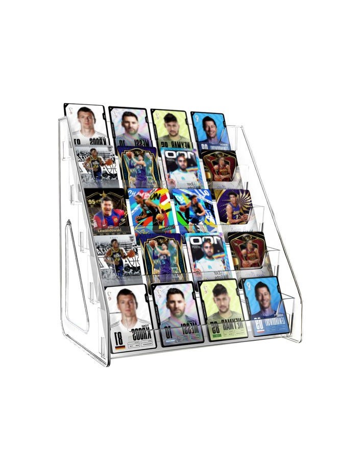 DUNPUTE 7 Tier Trading Card Display Stand, 12" Acrylic Card Stands for Display, versatile Card Stands for Sports Cards, Graded & Greeting Cards, Postcards, Vendor Stickers, with Snap-On Assembly (Tall - Image 1