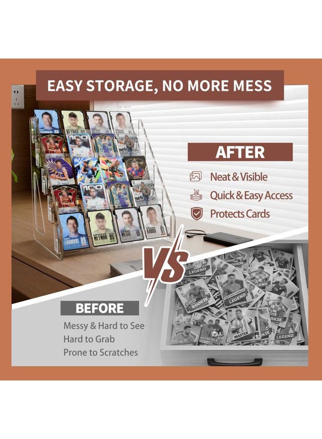 DUNPUTE 7 Tier Trading Card Display Stand, 12" Acrylic Card Stands for Display, versatile Card Stands for Sports Cards, Graded & Greeting Cards, Postcards, Vendor Stickers, with Snap-On Assembly (Tall - Image 4