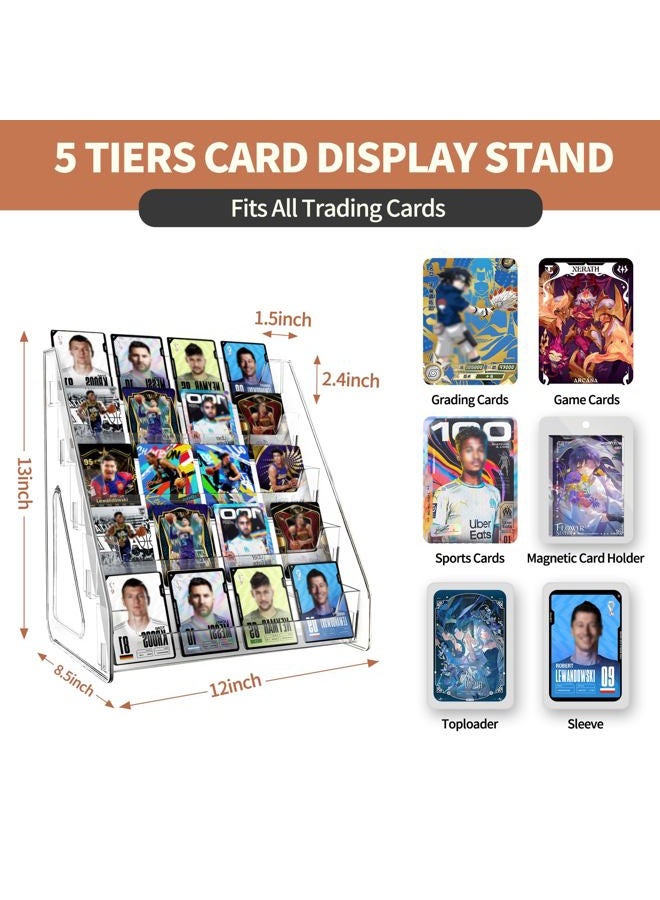 DUNPUTE 7 Tier Trading Card Display Stand, 12" Acrylic Card Stands for Display, versatile Card Stands for Sports Cards, Graded & Greeting Cards, Postcards, Vendor Stickers, with Snap-On Assembly (Tall - Image 2