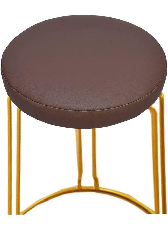 IYB-Flex-Leather Waterproof Round Bar Stool & Chair Seat Covers with Elastic Washable Stool Cushion Cover-(4.5 Inch/ 37 CM)-(Tan-Brown)-(Set of 2) - Image 5