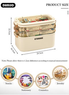 DUNISO Family Medicine Storage Box Container, 4 Layers First Aid Box Organizer with Locking Lid Handle, Multipurpose Durable Craft Tool Case Plastic Professional Emergency Bin for Home Travel Car Camping Office  - Image 4