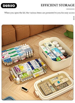 DUNISO Family Medicine Storage Box Container, 4 Layers First Aid Box Organizer with Locking Lid Handle, Multipurpose Durable Craft Tool Case Plastic Professional Emergency Bin for Home Travel Car Camping Office  - Image 3