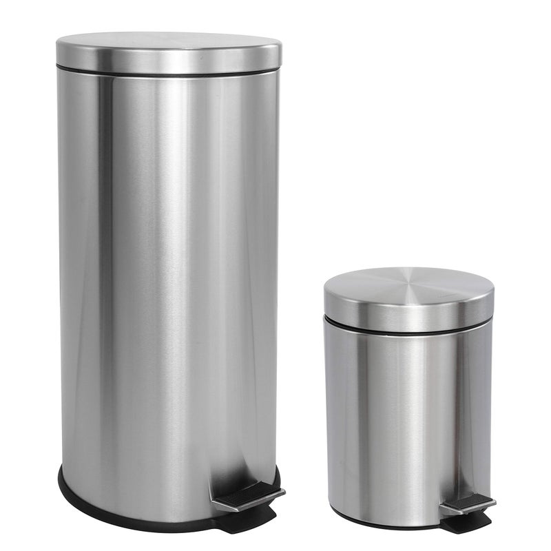 happimess HPM1000A Oscar 8Gallon StepOpen Trash Can with Free Mini Trash Can Modern Fingerprint Proof for Home Kitchen Office Large79 Gallon Small13 Gallon Stainless Steel