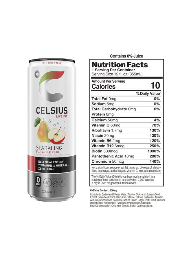 CELSIUS تفاح فوجي الفوار والكمثرى، مشروب طاقة أساسي وظيفي 12 أونصة سائلة (عبوة من 12) - Image 3