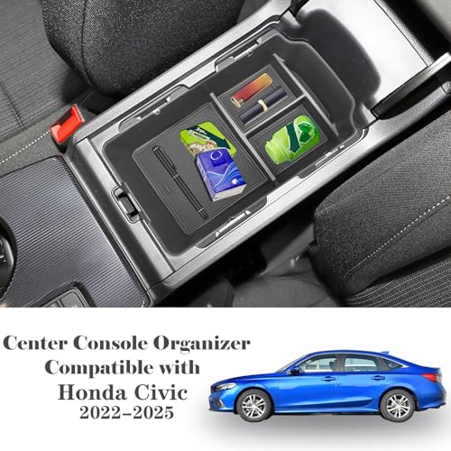 Agulier ABS Center Console Organizer Compatible with Honda Civic 11th 20222025 Armrest Storage Box Interior Accessories Embedded Storage Armrest Box - Image 3