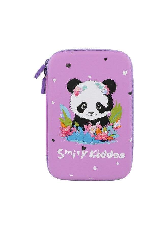 Smily Kiddos Single Compartment Pencil Case Stylish Cute Large Capacity Hardtop EVA Pencil Case Organizer School Kids Girls Women Pen Holder Pouch Multi Purpose| Baby Panda - Violet - Image 1