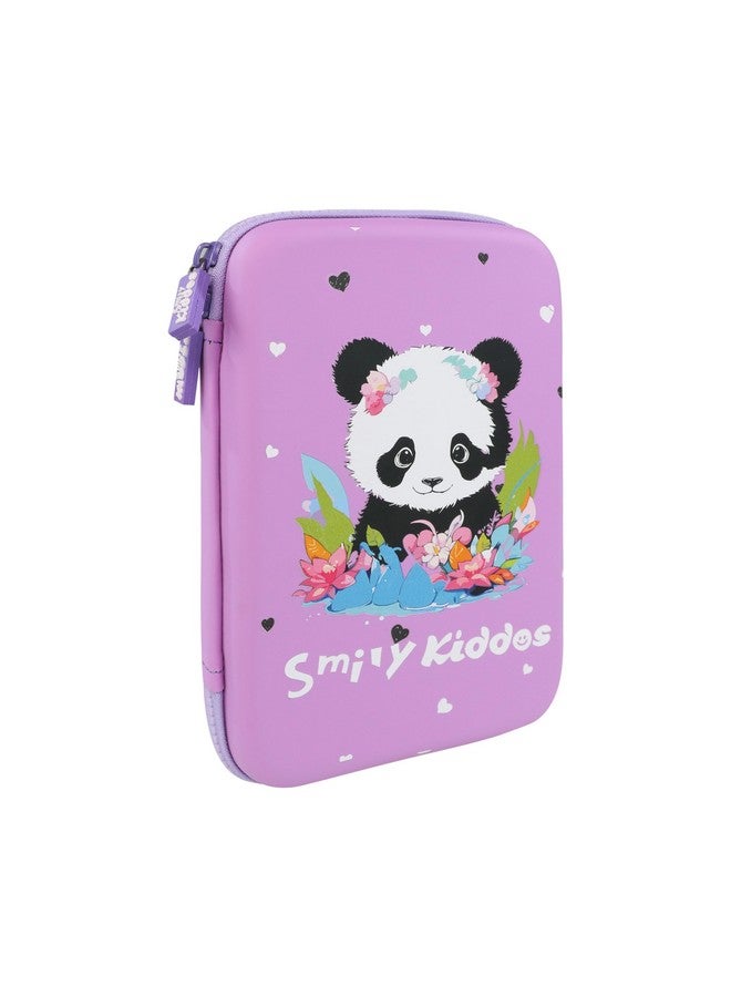 Smily Kiddos Single Compartment Pencil Case Stylish Cute Large Capacity Hardtop EVA Pencil Case Organizer School Kids Girls Women Pen Holder Pouch Multi Purpose| Baby Panda - Violet - Image 2