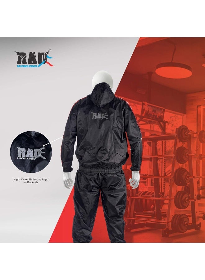 RAD Sauna Suit Men Women Weight Loss Jacket Pant Gym Workout Sweat Suits with Hood - Image 3